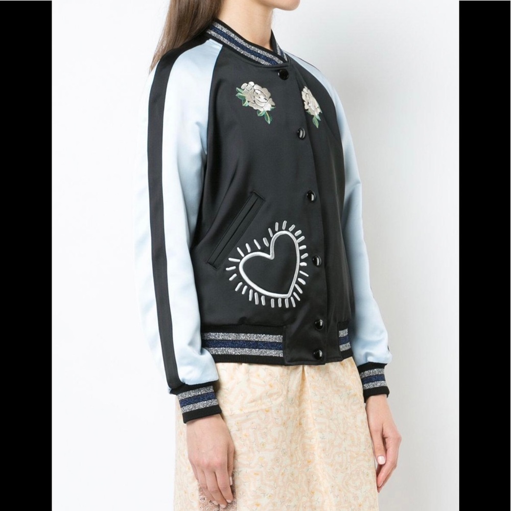 Coach X Keith Haring Reversible Satin Varsity Jacket**RARE**